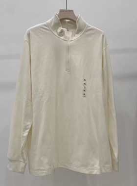 日单男装柔滑弹力摇粒绒立领半拉链套头衫长袖2025秋冬新款481184