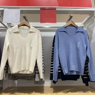 女装可机洗罗纹半开领针织衫2026年春秋款毛衣宽松483919 482253