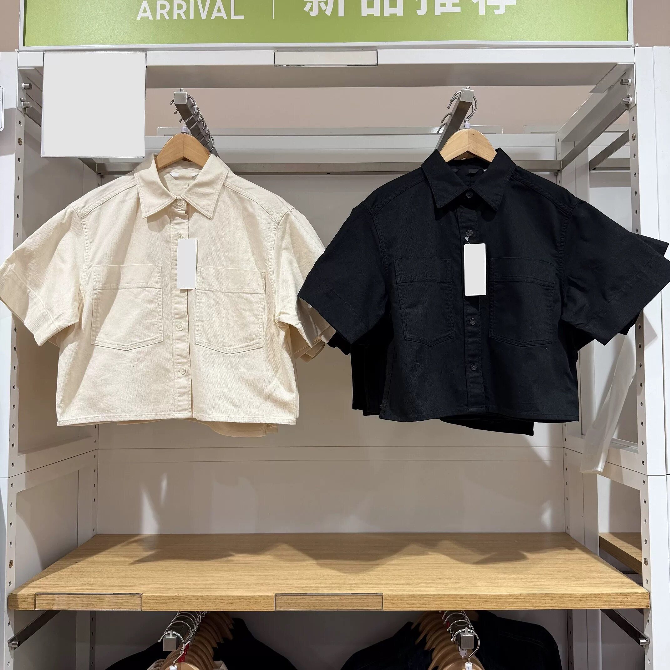 女装牛仔箱型衬衫/半袖水洗产品衬衣宽松短袖新款短款上衣483877