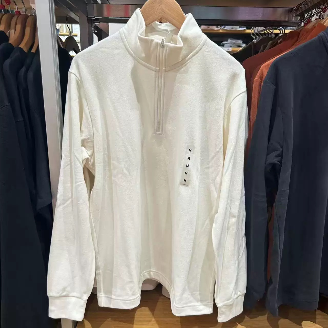 日单男装女装柔滑弹力摇粒绒立领半拉链套头衫长袖秋冬新款481184