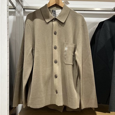 日单秋款男女装翻领罗纹衬衫式单排扣针织开衫毛衣毛衫外套478550