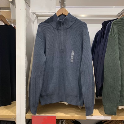 日单男装女装情侣舒芙蕾半拉链针织衫毛衣毛衫秋冬宽松上衣478546