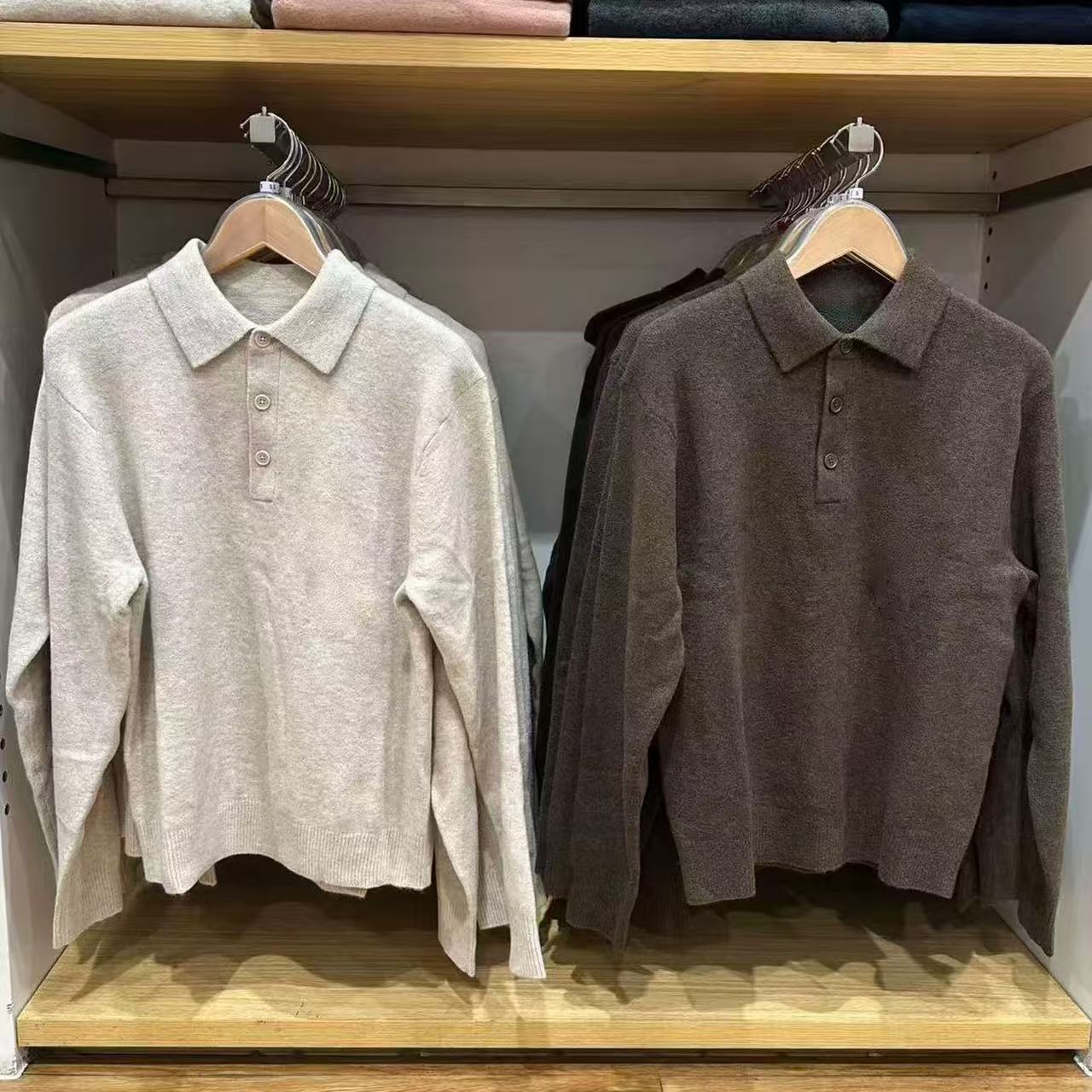 舒芙蕾针织polo衫男装/女装舒长袖芙蕾毛衣秋季新款上衣487939