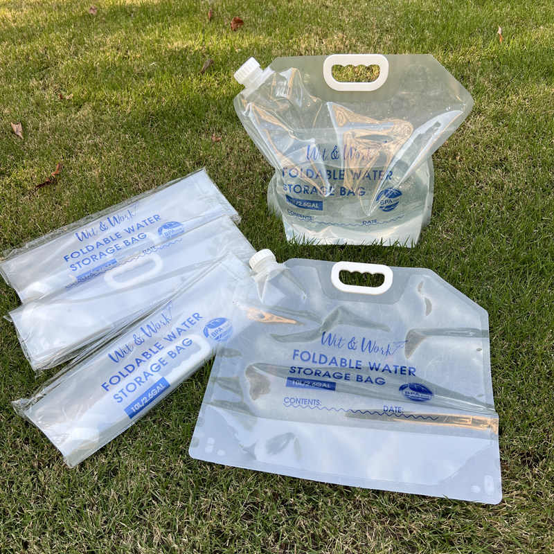 5个装！加厚PE材质！户外露营野餐折叠便携大容量手拎塑料水袋10L