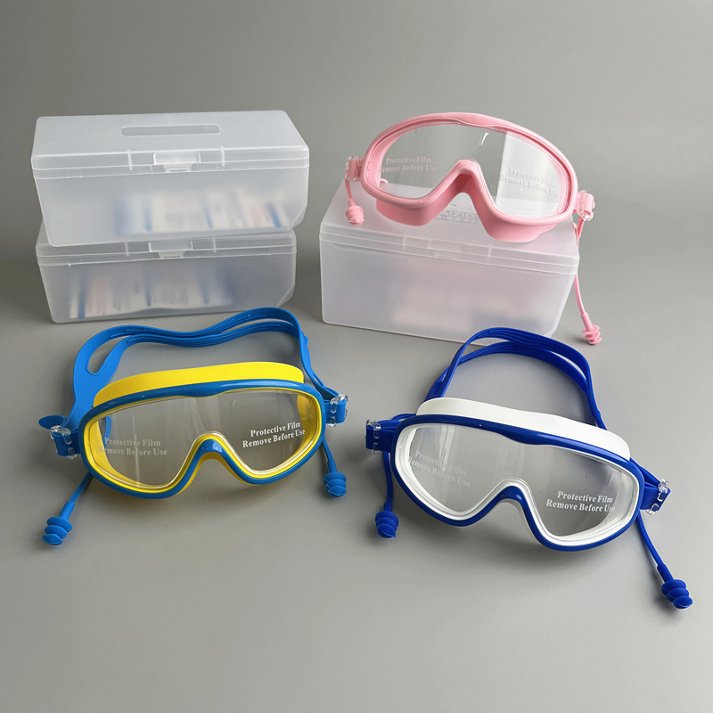 自带耳塞！收纳盒装！一体大框成人儿童泳镜防水防雾高清游泳眼镜