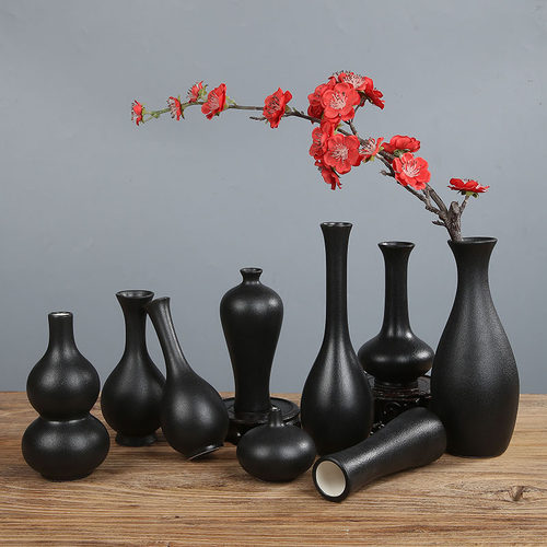 黑色客厅陶瓷花瓶复古