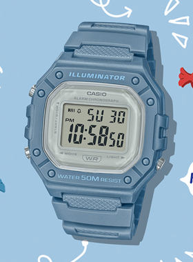 卡西欧CASIO 复古小方块电子ins百搭休闲防水表W218HC-2A/4A/4A2