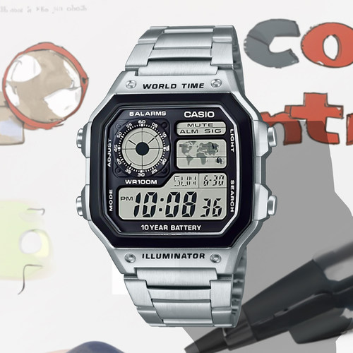 卡西欧多功能不锈钢运动电子表带