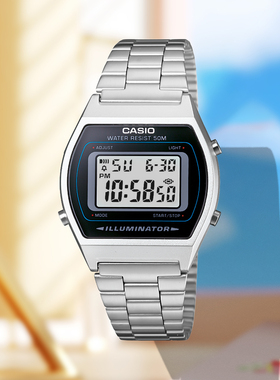 Casio卡西欧复古时尚潮流小方表B640W系列女表 B640WD-1A 皓月银