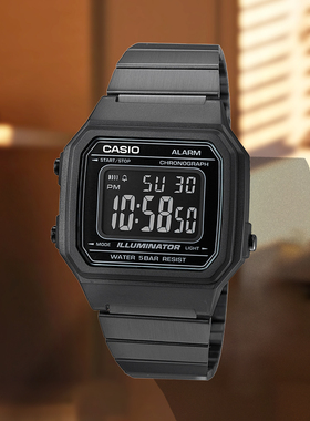 卡西欧男女手表黑武士电子表复古反显B640/B650WB-1B/WC/WD/5A/1A