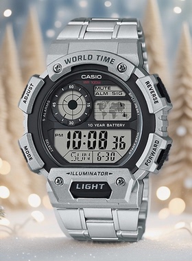 CASIO卡西欧男手表防水运动时尚电子腕手表 AE-1400WHD-1A 9A钢链