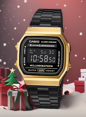 卡西欧小金表女小方块表金属手表学生男电子表A168WEM-1D/WEGB-1B