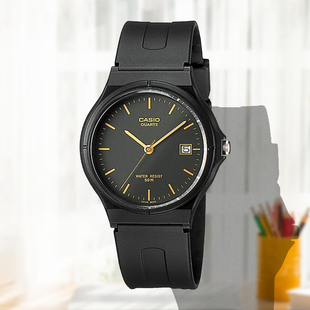 Casio/卡西欧 学生简约时尚百搭防水指针带日历石英表 MW-59-1E