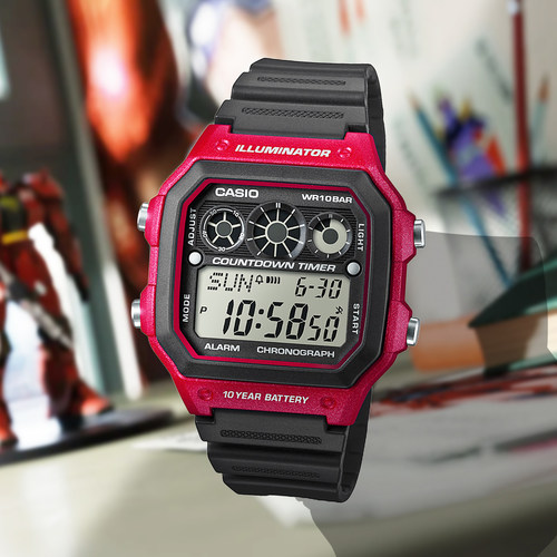 Casio卡西欧运动防水百搭学生适用简约舒适电子表 AE-1300WH-4A