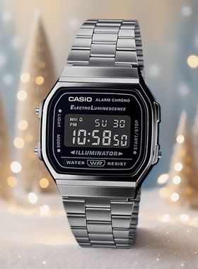 日本卡西欧反显CASIO防水潮流复古方块电子手表男女A168WGG-1A/1B