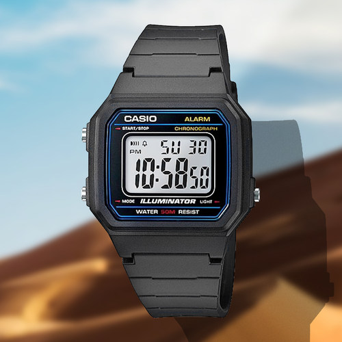 卡西欧/Casio 日常简约复古休闲情侣学生方块电子表 W-217H-1A