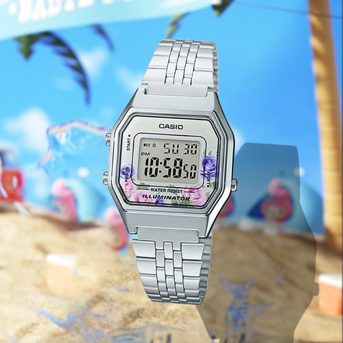 卡西欧Casio手表女复古时尚小金表钢带防水电子表LA680WA-4C