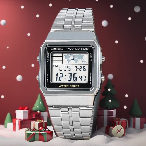 卡西欧学生电子表复古方块小金表