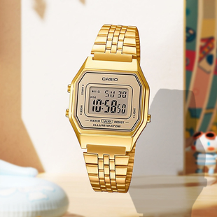 卡西欧手表女士小方块小银表casio手表运动小金表女表LA680WGA-9D