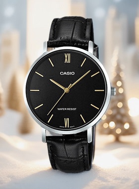 CASIO卡西欧手表女小黑表轻奢简约指针皮带钢带腕表 LTP-VT01L-1B