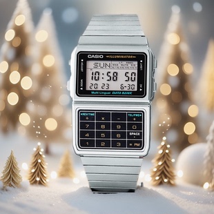 611 卡西欧CASIO计算器防水手表复古金色银色小方表电子表 DBC