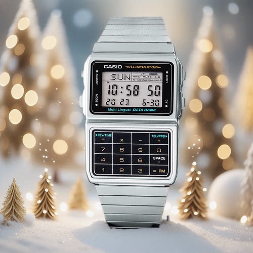 卡西欧复古银色防水手表