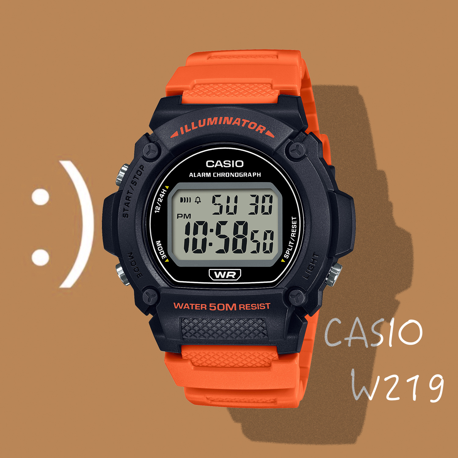 Casio/卡西欧 百搭运动时尚学生防水简约防水电子表 W-219H-4A