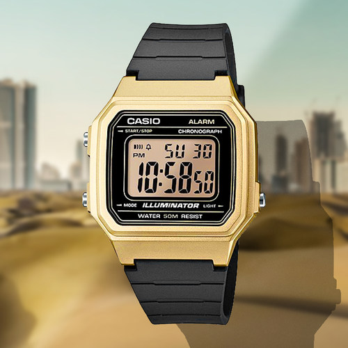 卡西欧/Casio 休闲日常简约复古情侣学生方块电子表 W-217HM-9A
