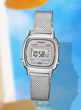 卡西欧女士小方块小银表casio手表运动小金表女表LA670WEM-7D