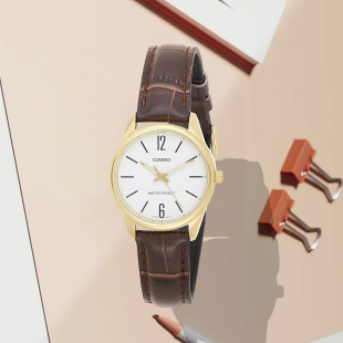 卡西欧手表女士金色小表盘森系日历石英腕表LTP-V005GL-7B