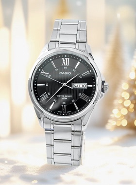卡西欧CASIO 复古时尚休闲商务指针式钢带防水石英表MTP-1384D-1A
