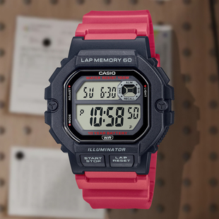 1400H 运动电子表WS 小方块休闲百搭学生男士 Casio卡西欧时尚