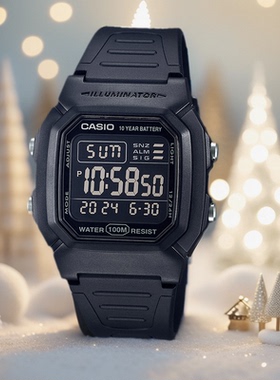 【10年电力100米防水】Casio卡西欧多功能电子手表男W-800HG-1A9A