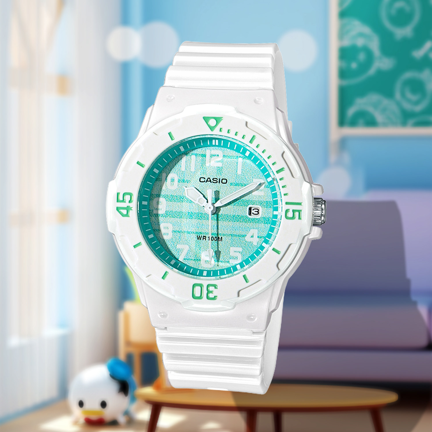 卡西欧(CASIO)手表 女生运动系列 橡胶带石英学生表 LRW-200H-3C