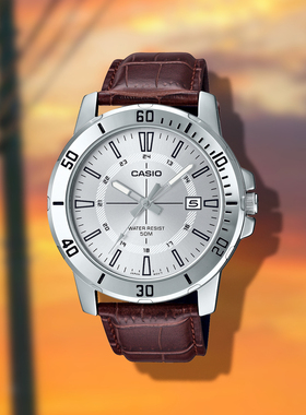 Casio/卡西欧 简约时尚石英轻奢复古小众情侣防水表MTP-VD01L-7C