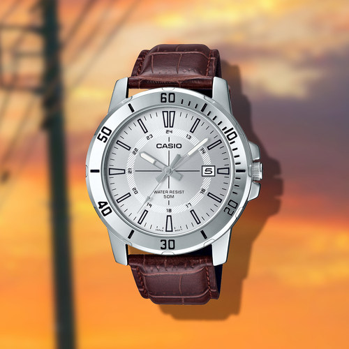 Casio/卡西欧 简约时尚石英轻奢复古小众情侣防水表MTP-VD01L-7C
