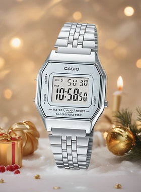 卡西欧电子表男手表女LA670WGA-9D/LA680/A168WAWG-9W方块小金表