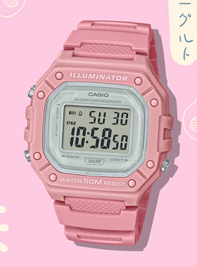 卡西欧休闲学生小方块电子ins时尚简约防水表W218HC-4A/2A/4A2