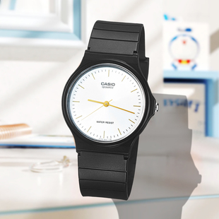 Casio卡西欧学生石英防水男士女士手表黑色圆盘百搭日常MQ-24-7E2