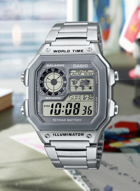 卡西欧casio手表小方块户外运动防水男士电子手表AE-1200WHD-7A