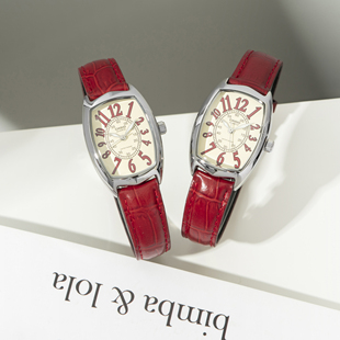 Casio卡西欧小红表简约复古酒桶形石英小众指针腕表LTP 9B2 1208E