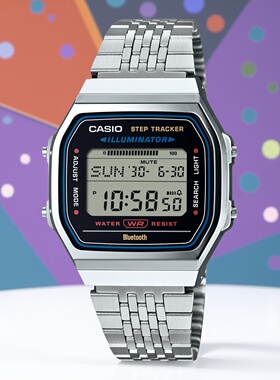 CASIO卡西欧复古小银表新款蓝牙计步石英手表男ABL-100WE-1A/1B