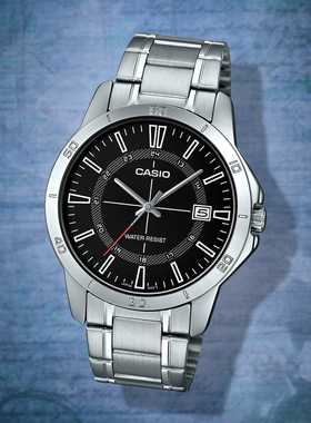 卡西欧CASIO时尚情侣指针防水百搭日常石英表学生MTP/LTP-V004L-1