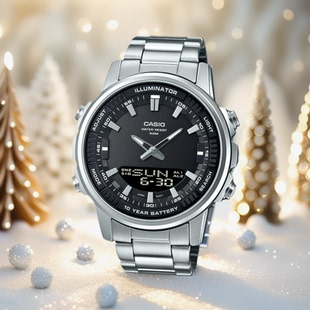 870D CASIO卡西欧手表男十年电力钢铁时尚 商务学生石英男表AMW
