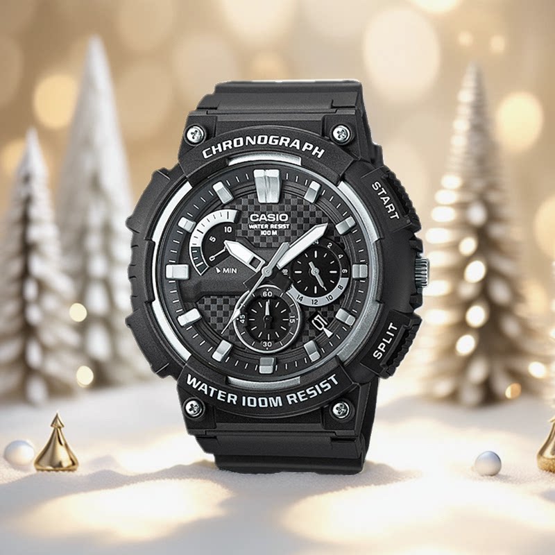 卡西欧手表男三眼多功能 经典复古黑金防水运动石英表 mcw200h-9a