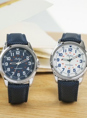 西铁城猎鹰CITIZEN Q&Q帆布带手表QB38-315 学生考试防水简约百搭