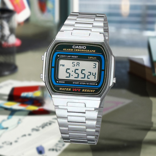 Casio卡西欧小方块休闲复古电子小金表情侣表A-164WA-1/A158/A159