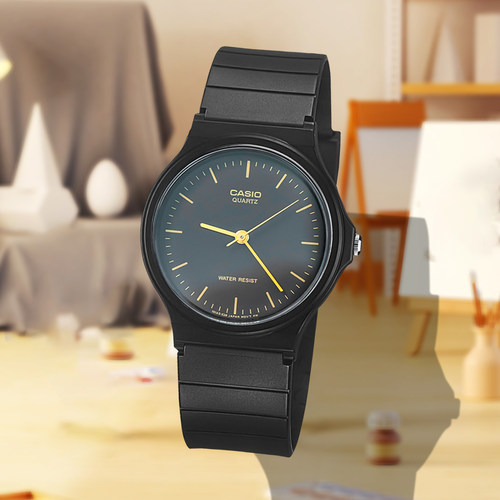 casio卡西欧女士小黑表石英表简约风学生考试百搭防水表MQ-24-1E