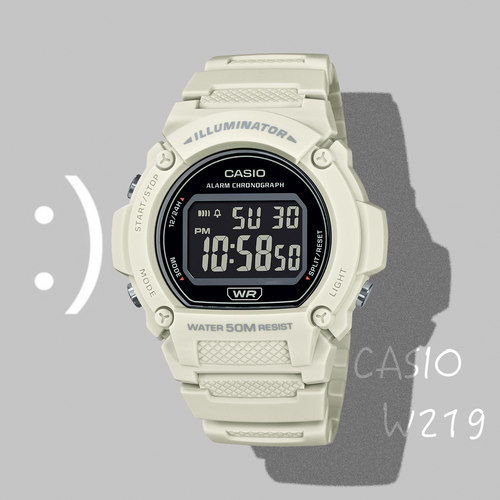 卡西欧（Casio）简约运动时尚百搭小众电子学生防水表 W-219HC-8B