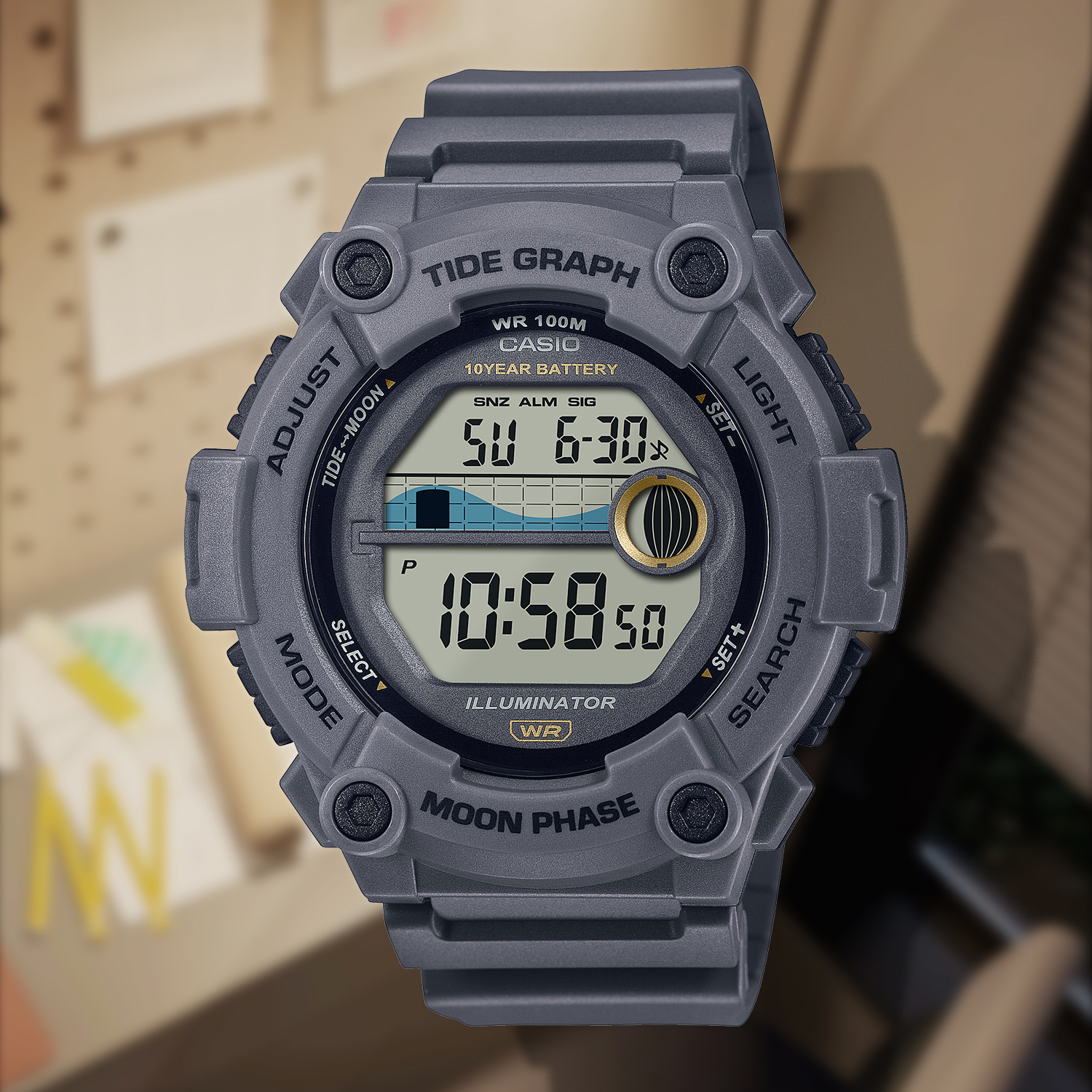 Casio卡西欧复古小众运动休闲夜光防水电子表WS-1300H-8A